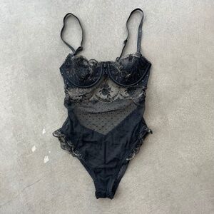 Victoria's Secret Black Lace Bodysuit